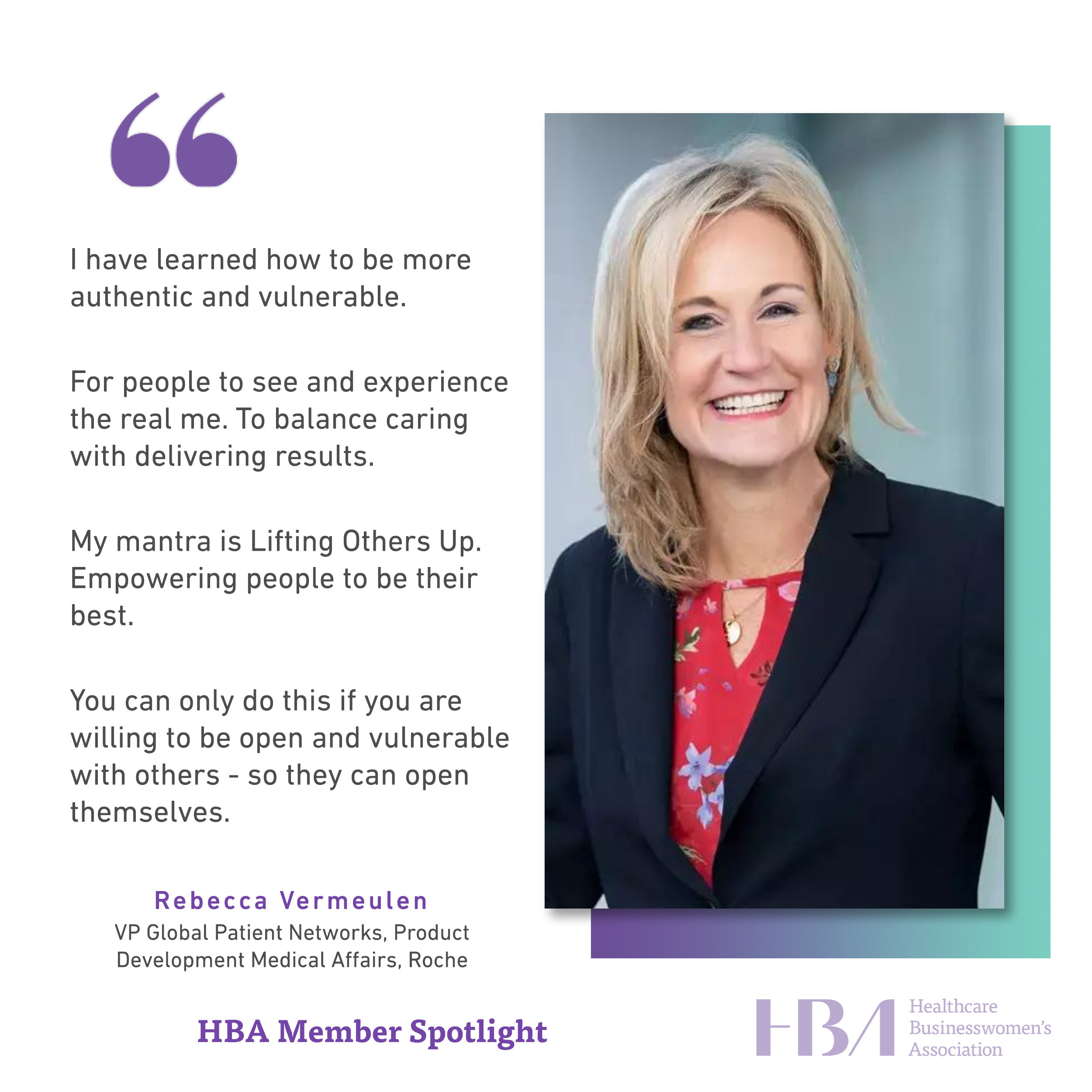 HBA Member Spotlight: Rebecca Vermeulen, VP Global Patient Networks, Product Development Medical Affairs, Roche