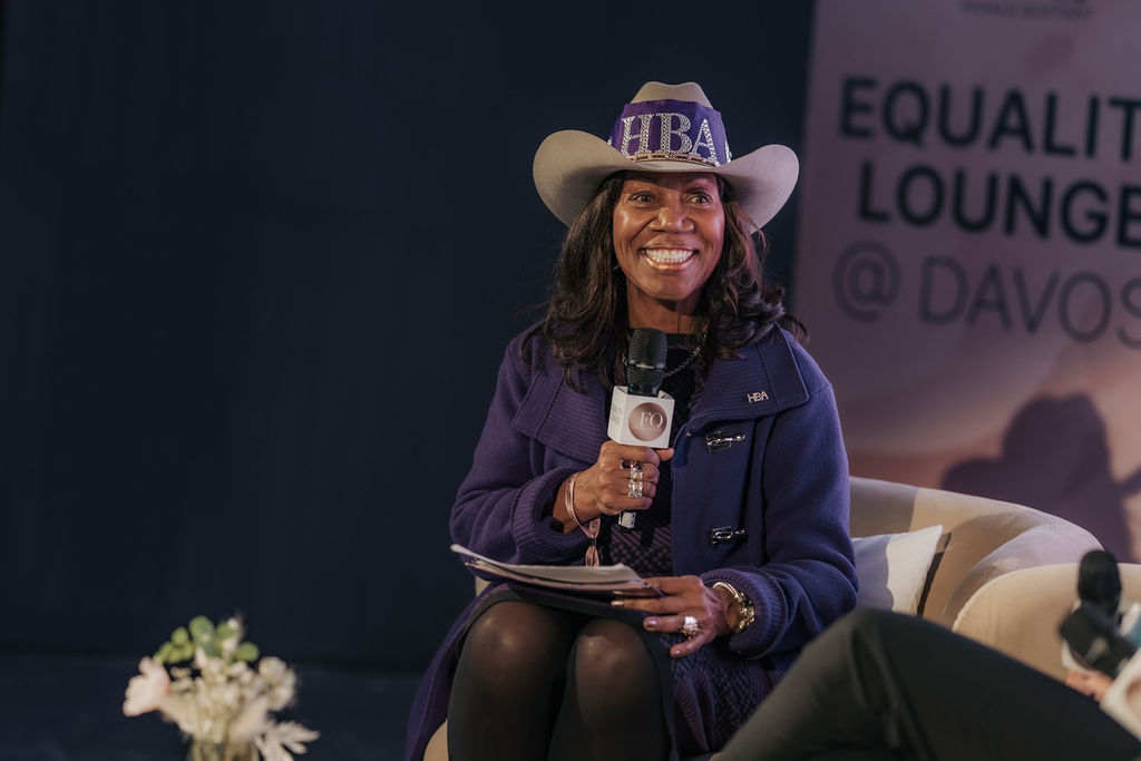 Mary at davos in hat