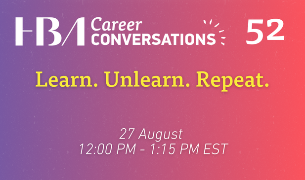 Career Conversations 52 graphic, purple to red gradient background with white and yellow text